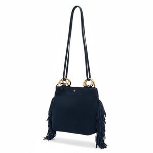 Tory Burch Suede Fringe Ring Tote – Navy | EUC